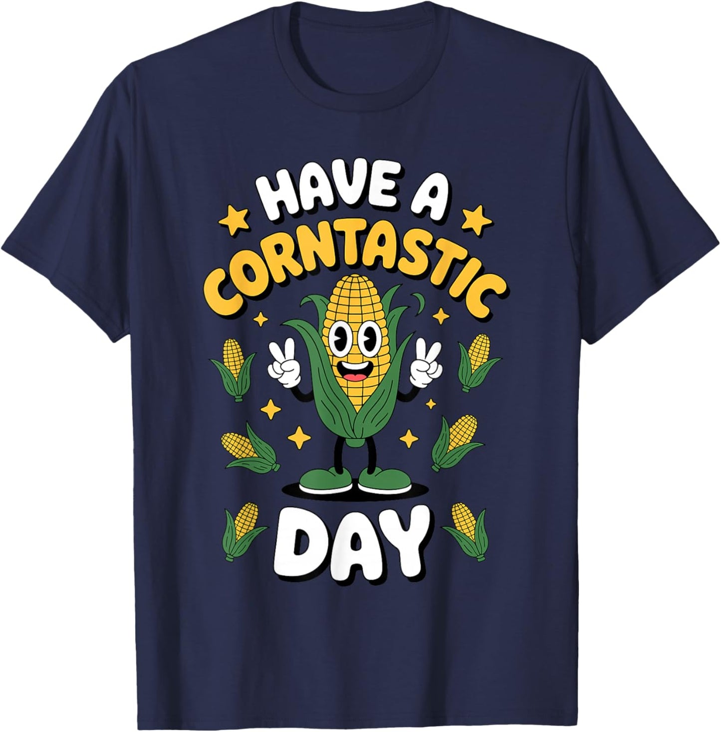 Funny Corn On The Cob Art Women Kids Farmer Corn T-Shirt - T-Shirt | Navy