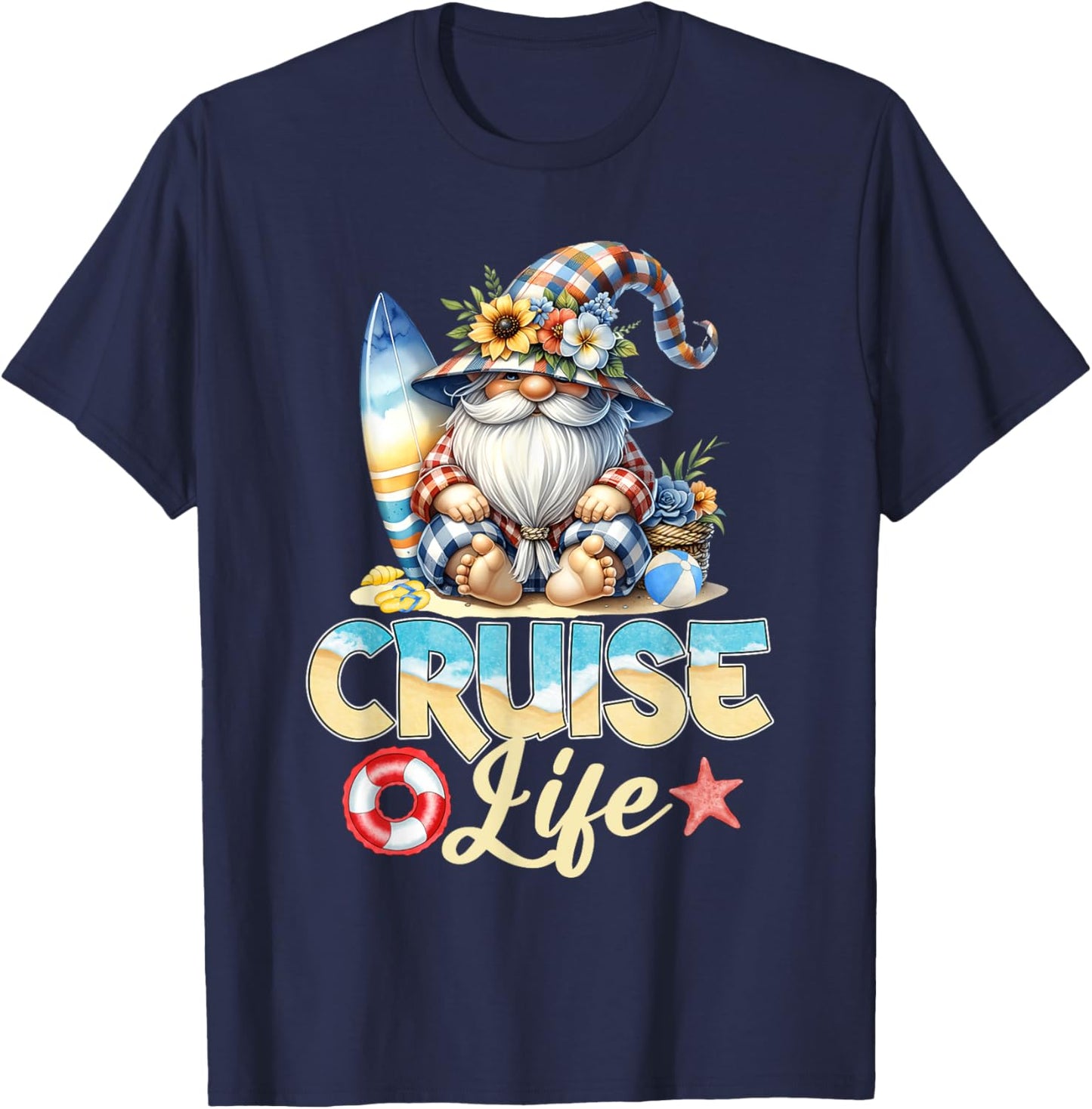 Summer With My Gnomies Vacation Cruise Life Gnome Lover Cute Men Women Kids T-Shirt - T-Shirt | Navy