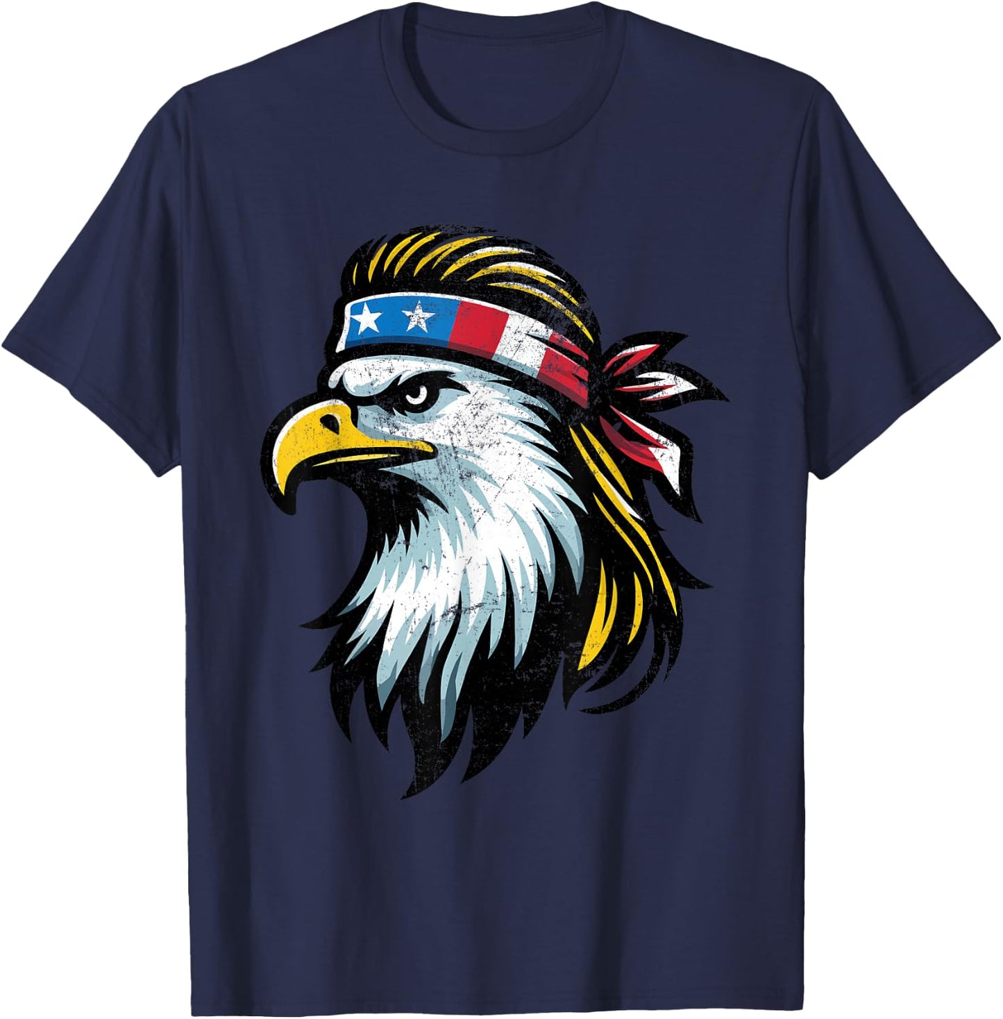 Patriotic USA Eagle Mullet American Flag - 4th of July Women Kids Men T-Shirt - T-Shirt | Navy