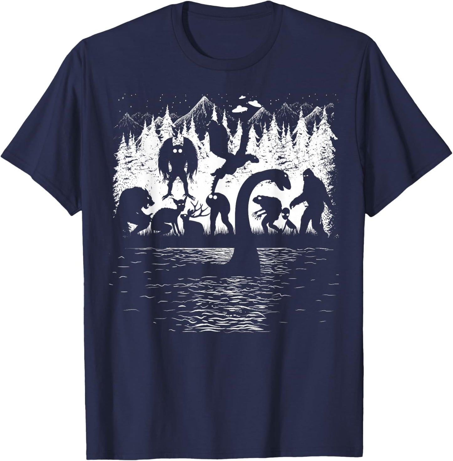 Bigfoot Loch Ness Monster Mothman Alien Others Funny Cryptid T-Shirt - T-Shirt | Navy