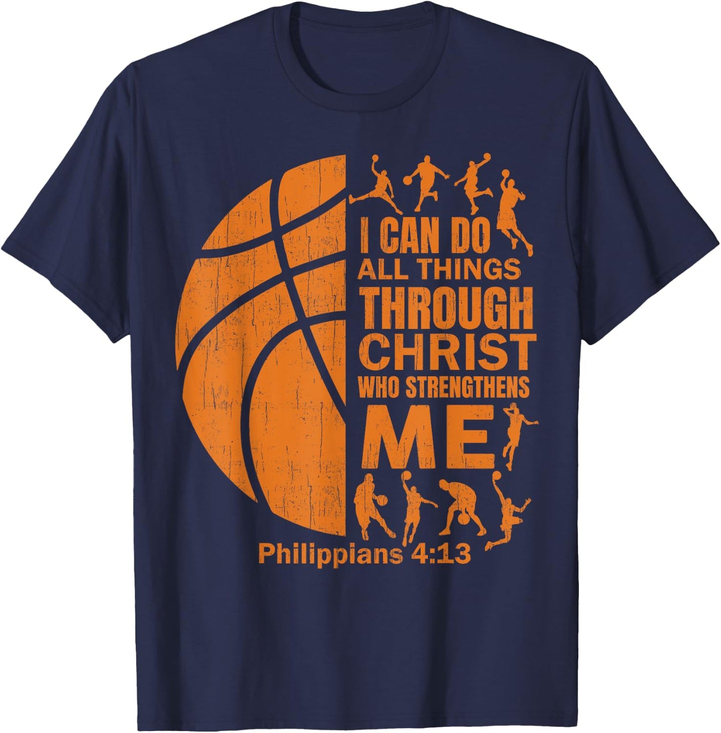 Men Basketball t Shirt Christian Christ Bible Verse Boy Kid T-Shirt - T-Shirt | Navy