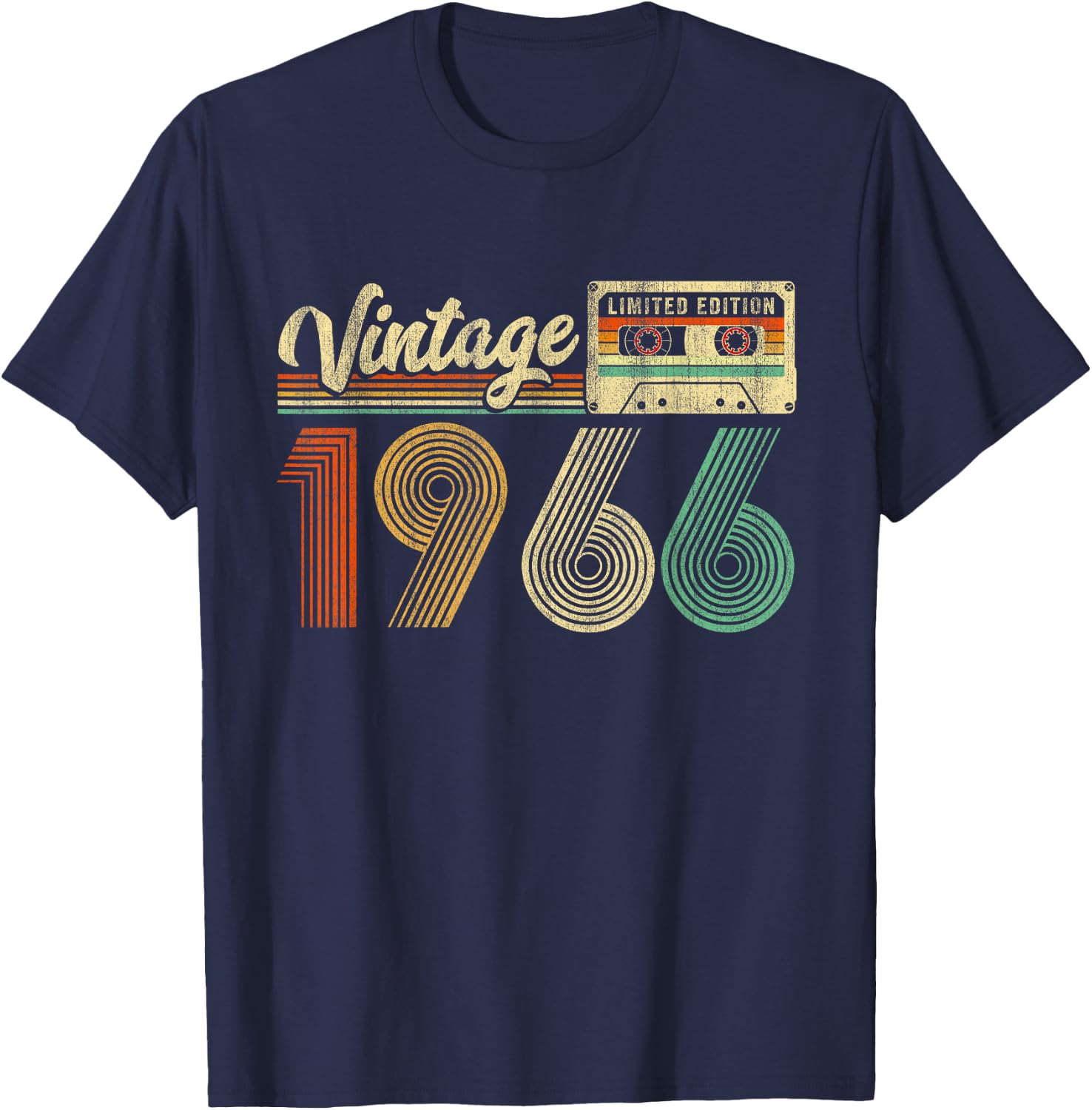 60 Years Old Vintage 1966 Cassette Tape 60th Birthday Retro T-Shirt - T-Shirt | Navy
