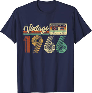 60 Years Old Vintage 1966 Cassette Tape 60th Birthday Retro T-Shirt - T-Shirt | Navy
