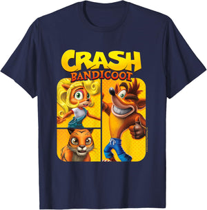 Crash Bandicoot & Friends Vintage Character Panels T-Shirt - T-Shirt | Navy