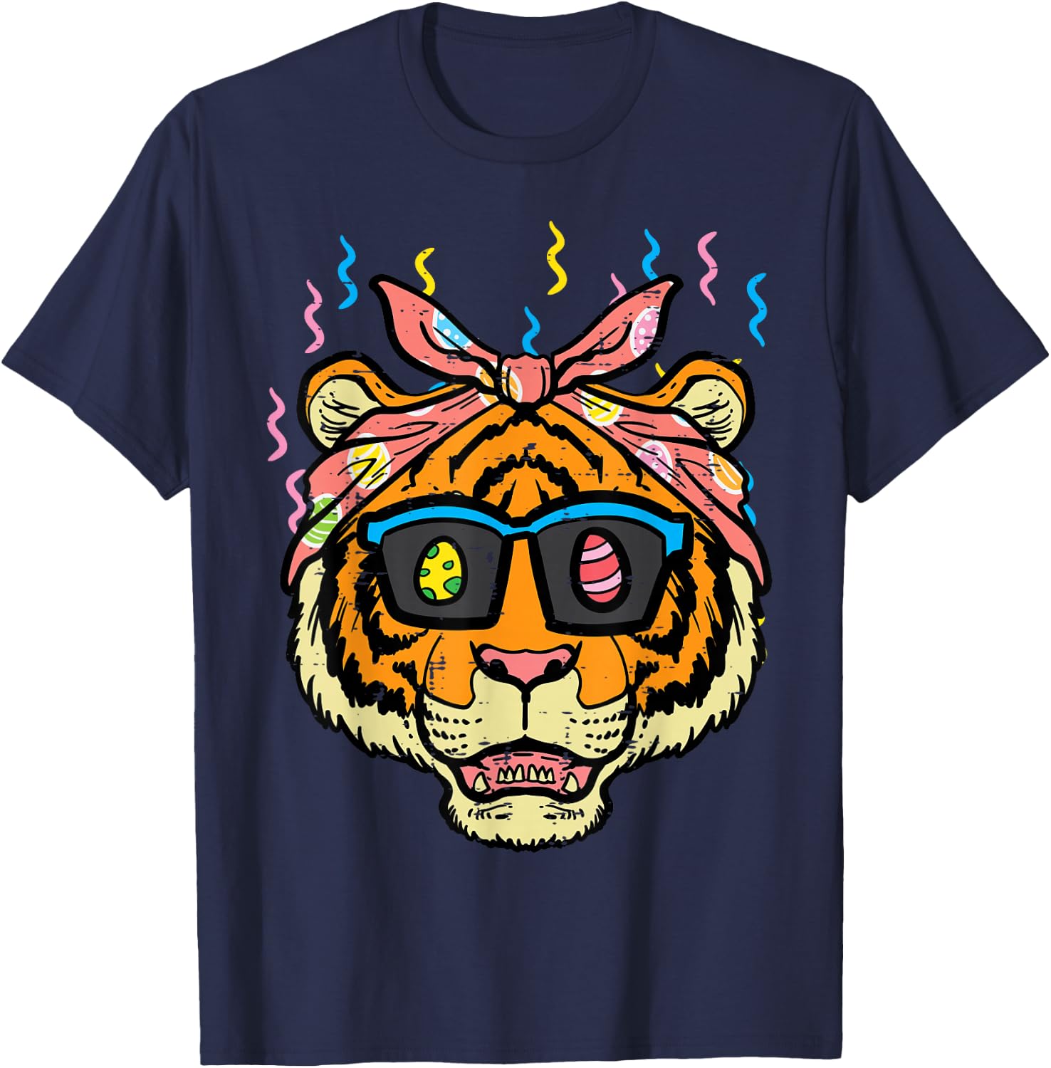 Easter Tiger Face Eggs Hunting Animal Women Girls Kids Men T-Shirt - T-Shirt | Navy