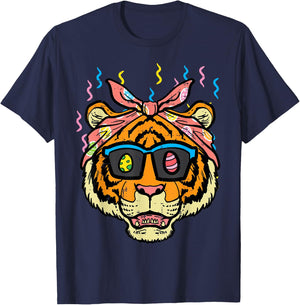 Easter Tiger Face Eggs Hunting Animal Women Girls Kids Men T-Shirt - T-Shirt | Navy