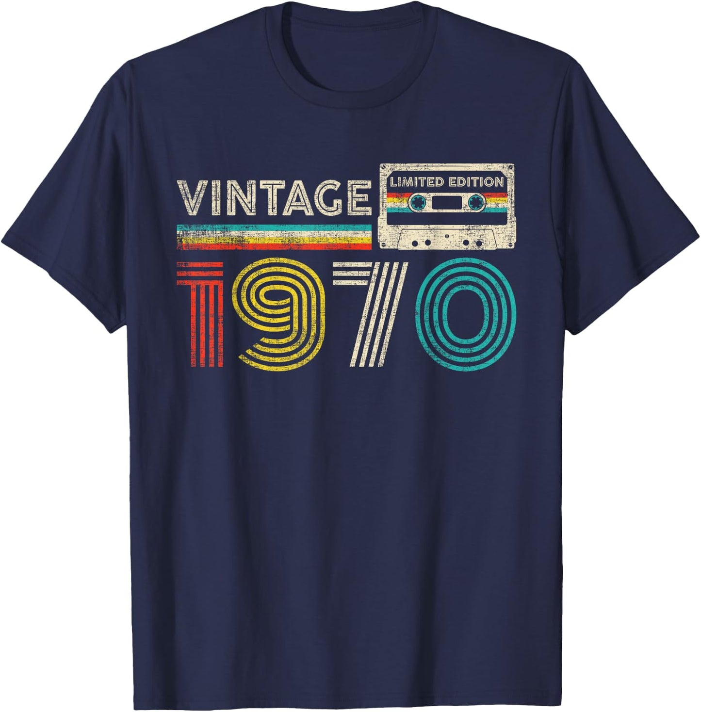 Vintage 1970 55th Birthday Gifts Classic 1970 Cassette Tape T-Shirt - T-Shirt | Navy