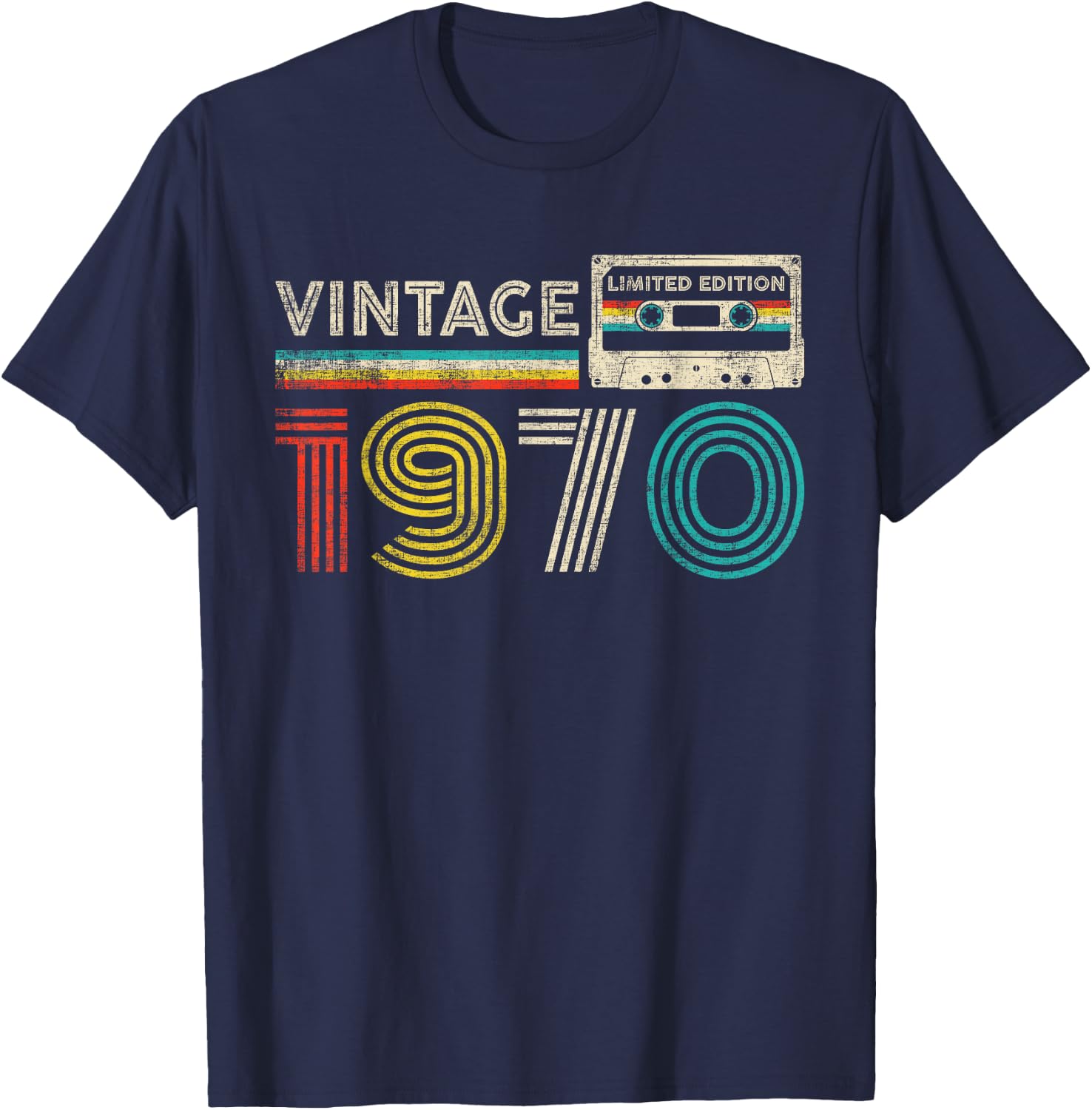 Vintage 1970 55th Birthday Gifts Classic 1970 Cassette Tape T-Shirt - T-Shirt | Navy