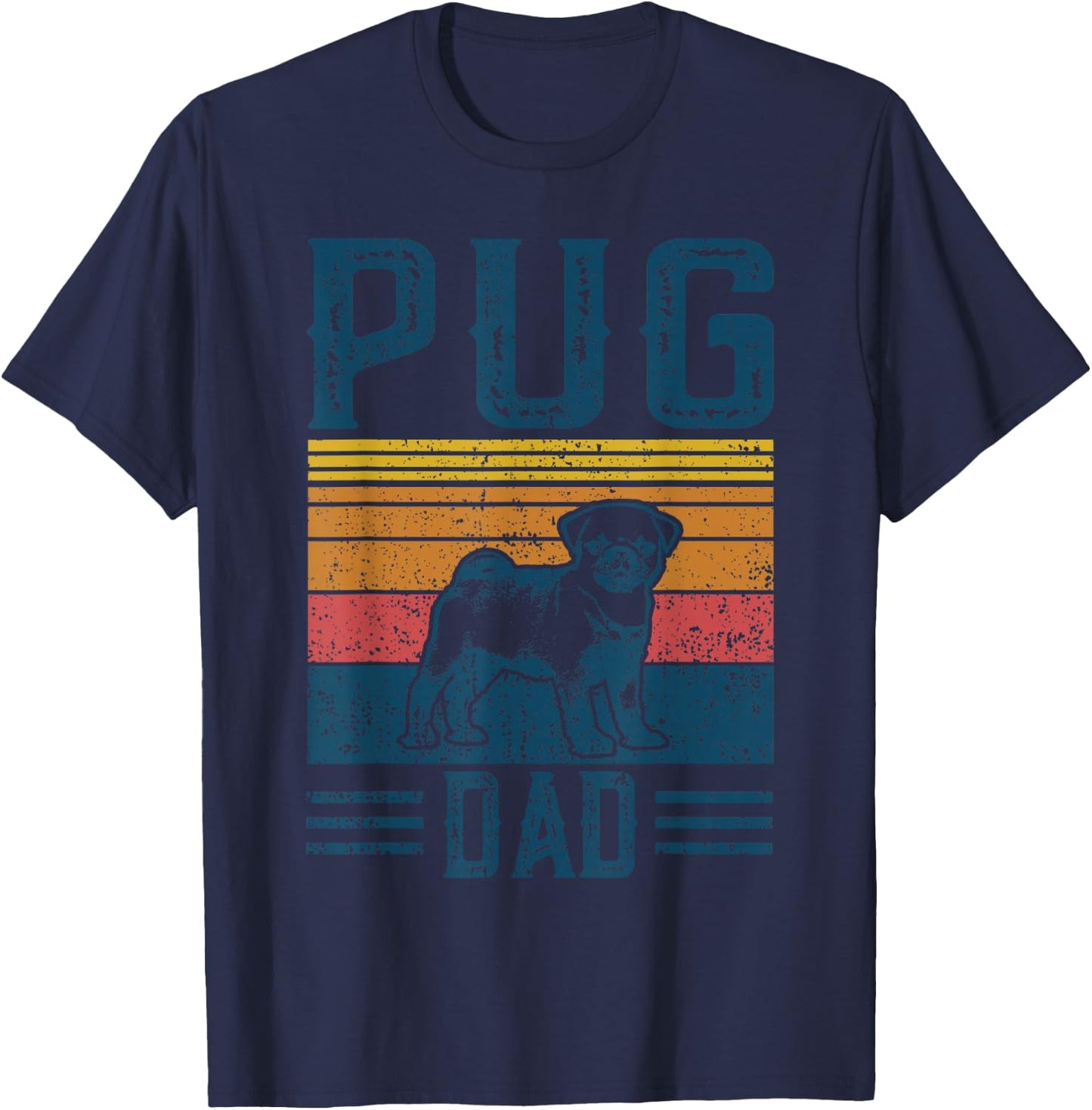 Dog | Pug Papa - Vintage Pug Dad T-Shirt - T-Shirt | Navy