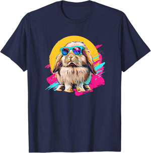 Retro Vintage 80s Mini Holland Lop Bunny Rabbit Lover T-Shirt - T-Shirt | Navy
