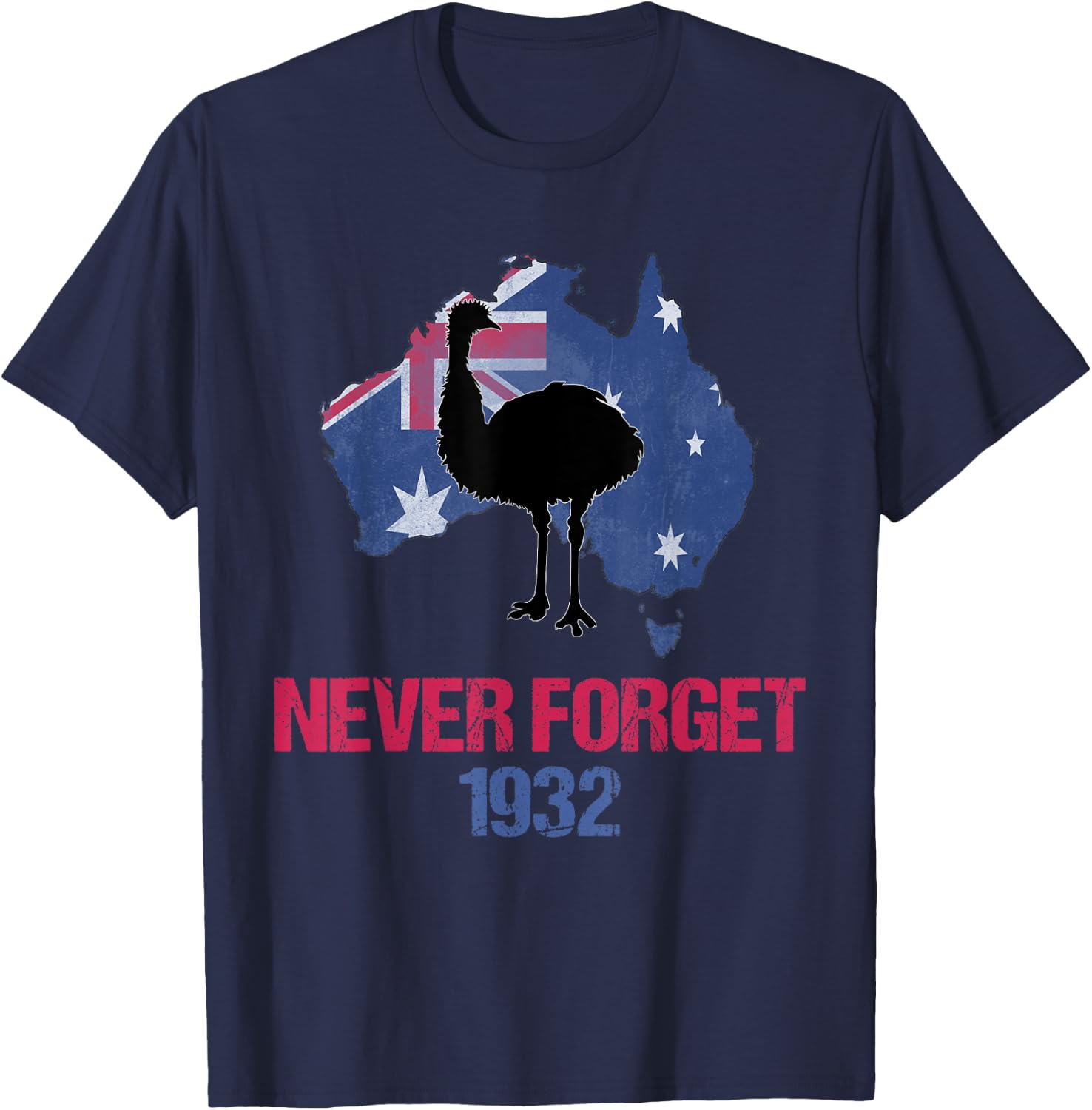 Agema Apparel Emu War 1932 Never Forget Australian History , Small, Black T-Shirt - T-Shirt | Navy