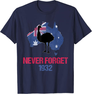 Agema Apparel Emu War 1932 Never Forget Australian History , Small, Black T-Shirt - T-Shirt | Navy