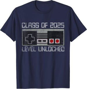Class of 2025 Level Unlocked Back To School Gamer T-Shirt - T-Shirt | Navy