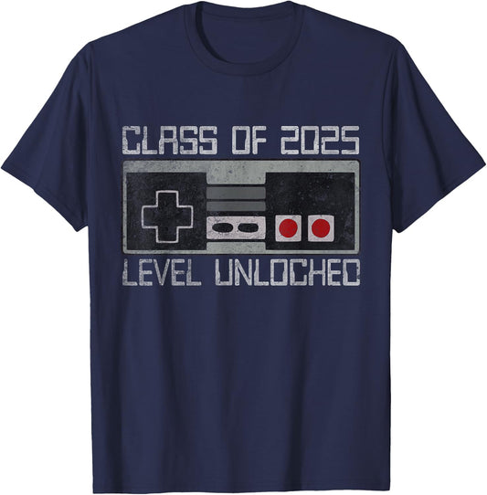 Class of 2025 Level Unlocked Back To School Gamer T-Shirt - T-Shirt | Navy