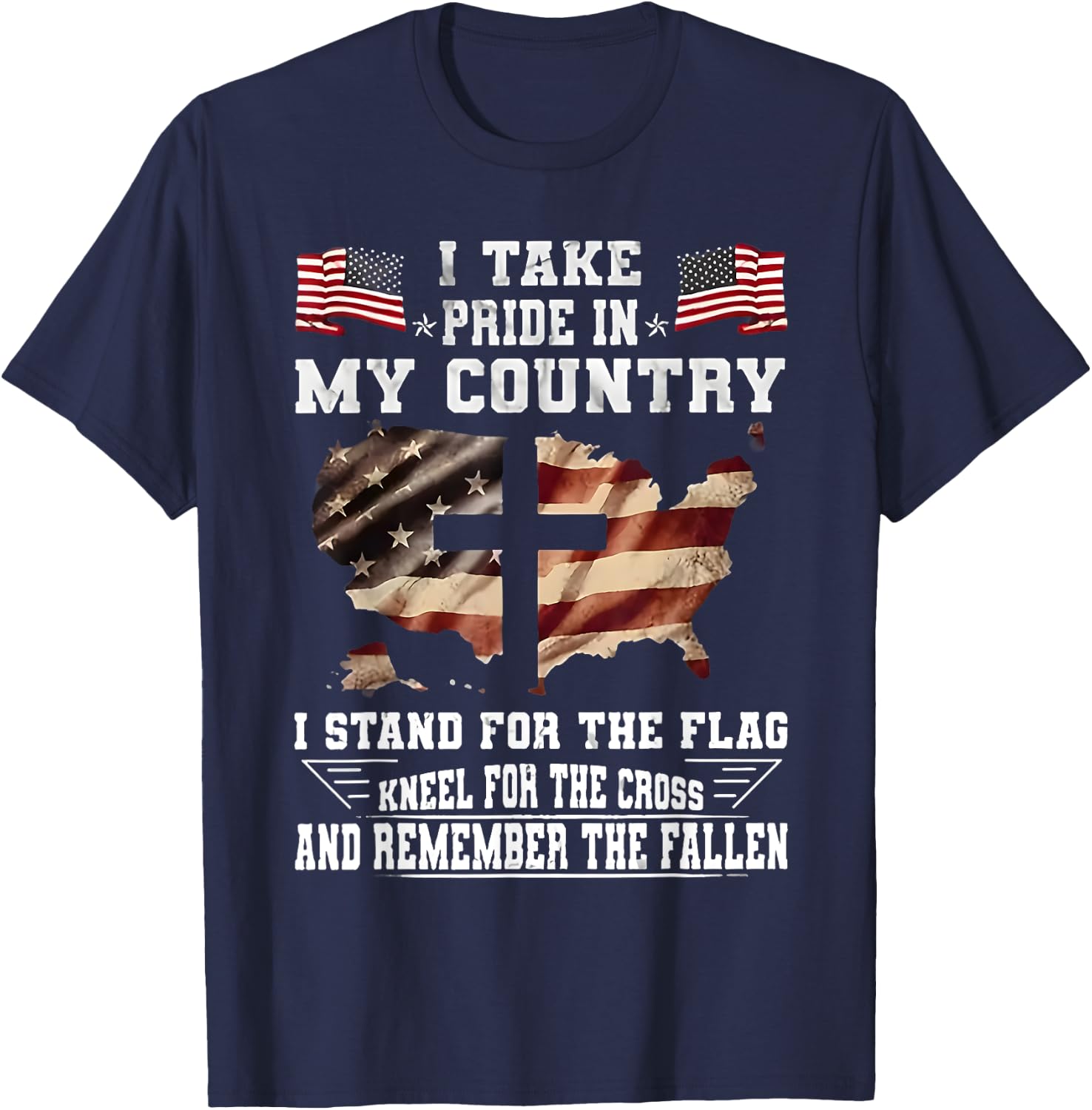 I Take Pride In My Country I Stand For The Flag Kneel USA T-Shirt - T-Shirt | Navy