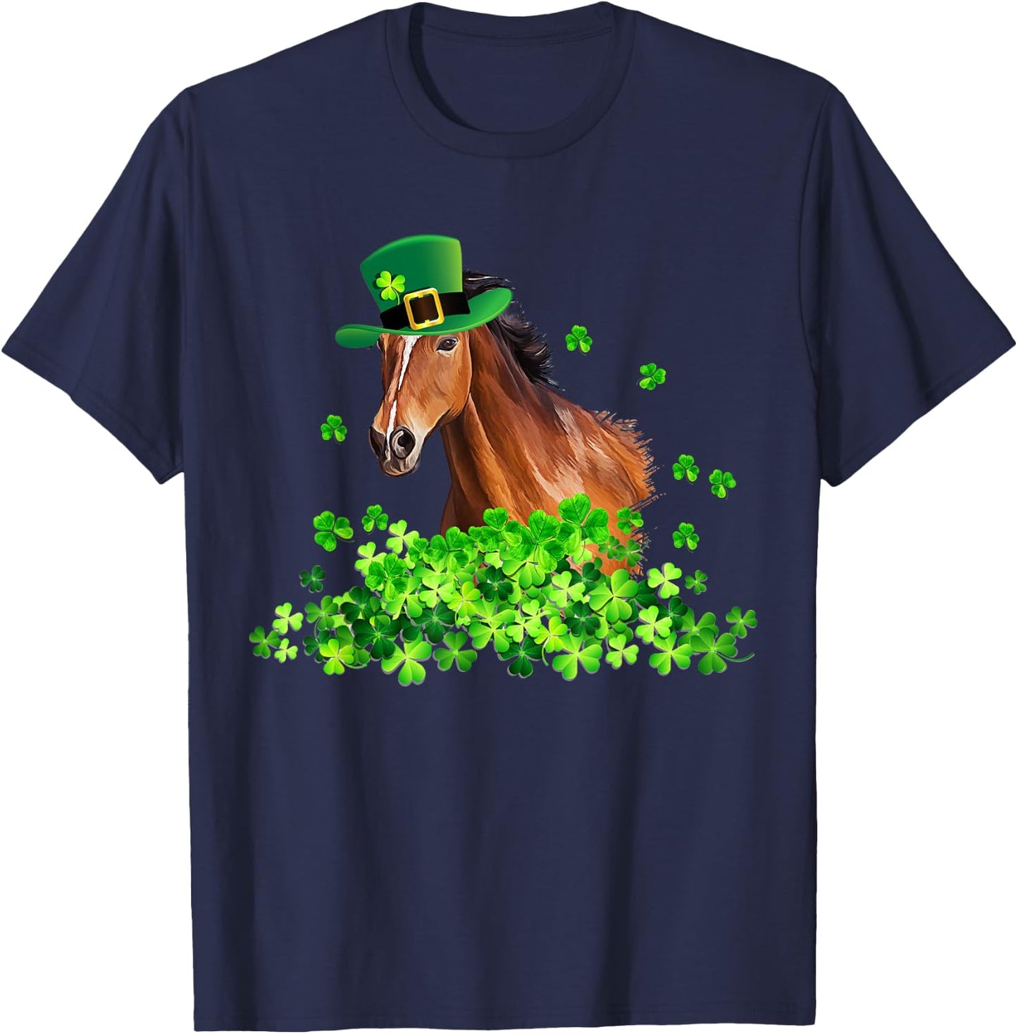 Horse Shamrock Horseback Riding Funny St Patrick's Day Gift T-Shirt - T-Shirt | Navy