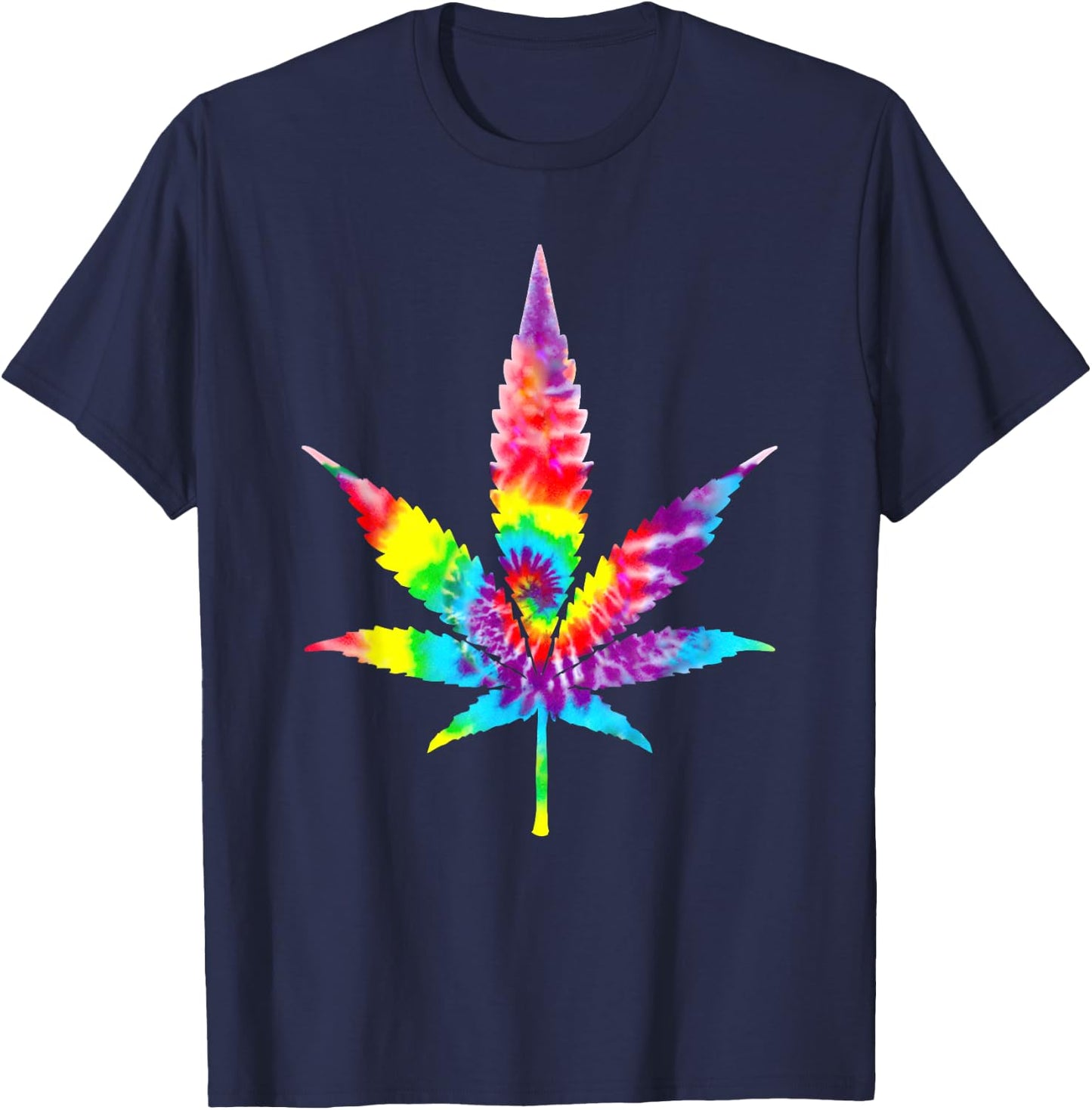 Tie Dye Weed Magic Mushrooms Cannabis 420 Trippy Hippie Gift T-Shirt - T-Shirt | Navy