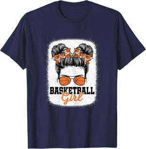Basketball Girl Cute Basketball Player Women Girls T-Shirt - T-Shirt | Navy