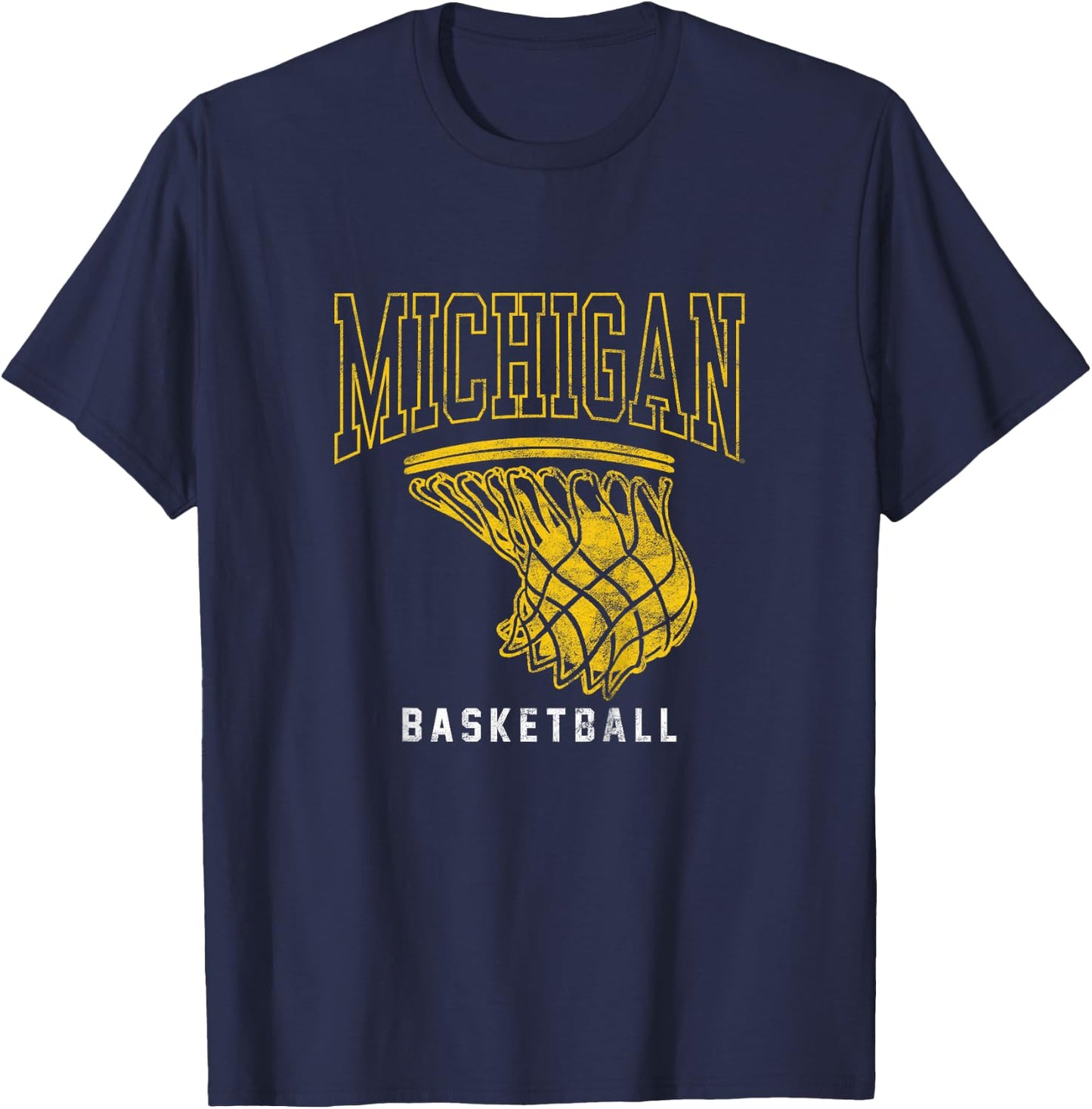 Kids University of Michigan Wolverines U of M Basketball Hoop T-Shirt - T-Shirt | Navy