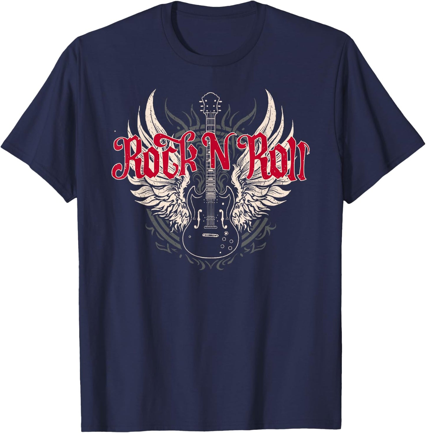 Rock n Roll Guitar Retro Band Concert T-Shirt - T-Shirt | Navy