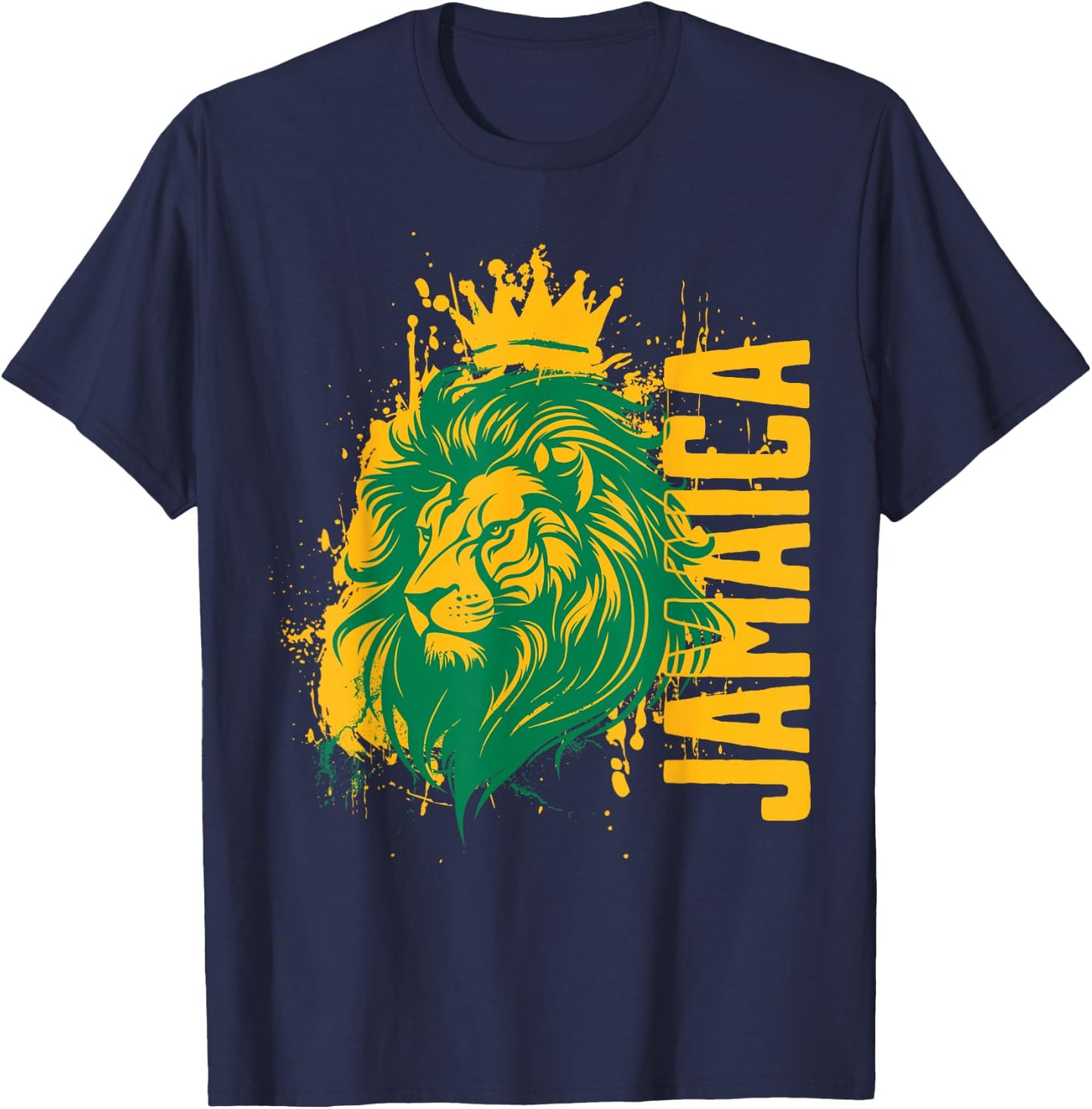 Vintage Jamaica Lion Jamaican Men Women Kids Jamaican Lion T-Shirt - T-Shirt | Navy