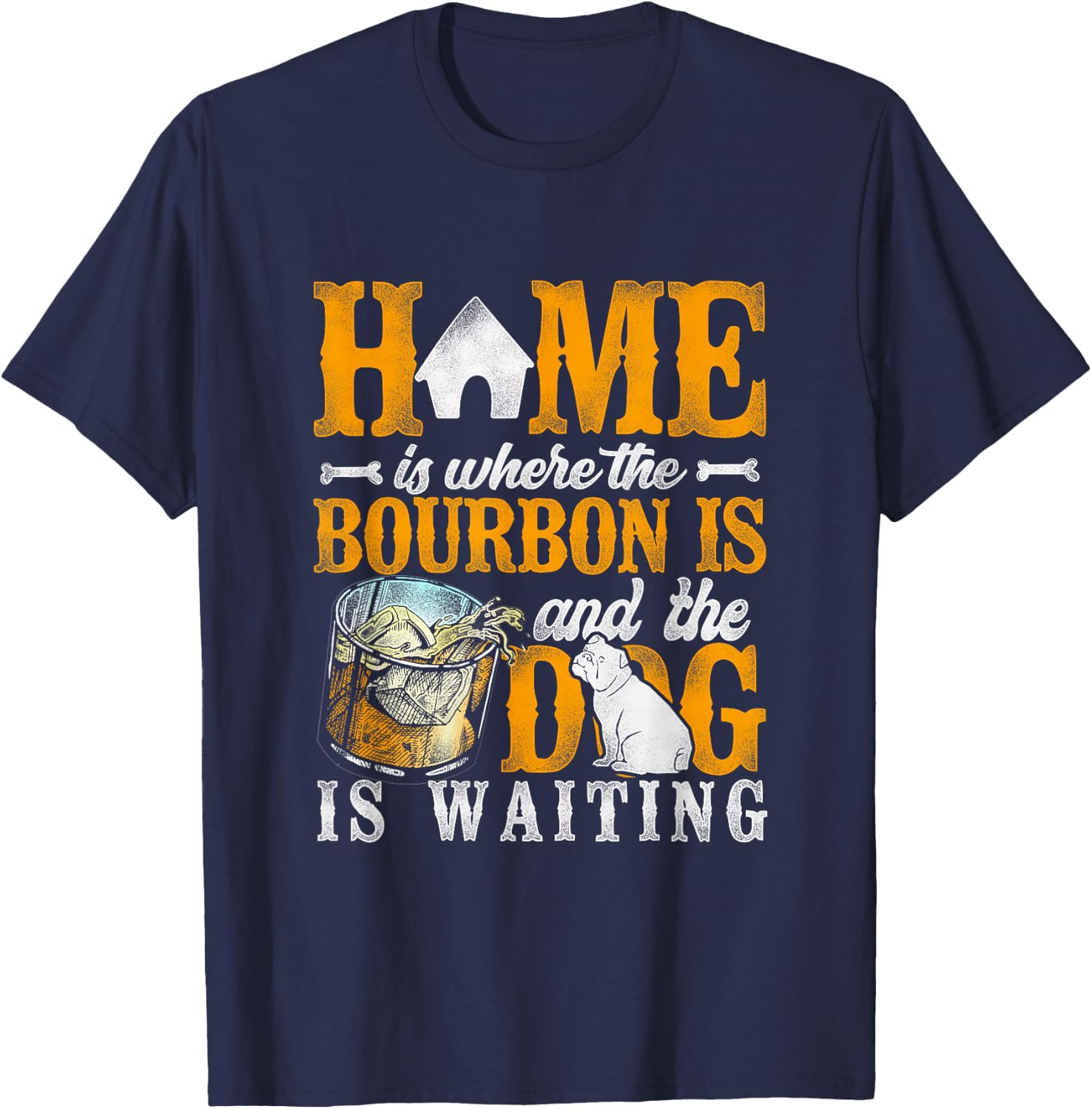 Bourbon Companionship Collection & Dog Gear - Adults Black Dog T-Shirt - T-Shirt | Navy