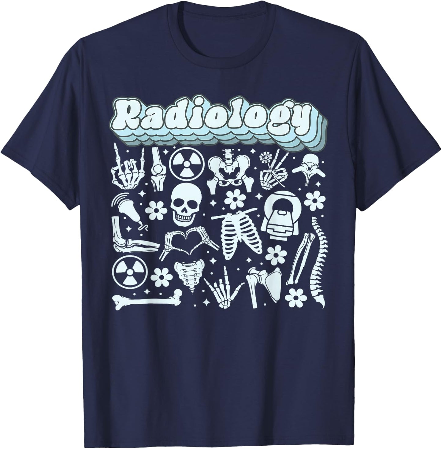 Retro Radiology X-ray Rad Tech Skeleton MRI Tech Graduation T-Shirt - T-Shirt | Navy