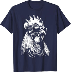Rooster Chicken Sunglasses T-Shirt - T-Shirt | Navy