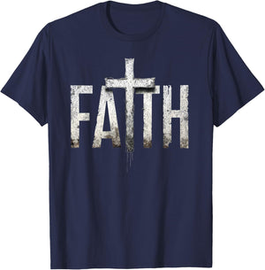 Christ Religious Faith Cross T-Shirt - T-Shirt | Navy