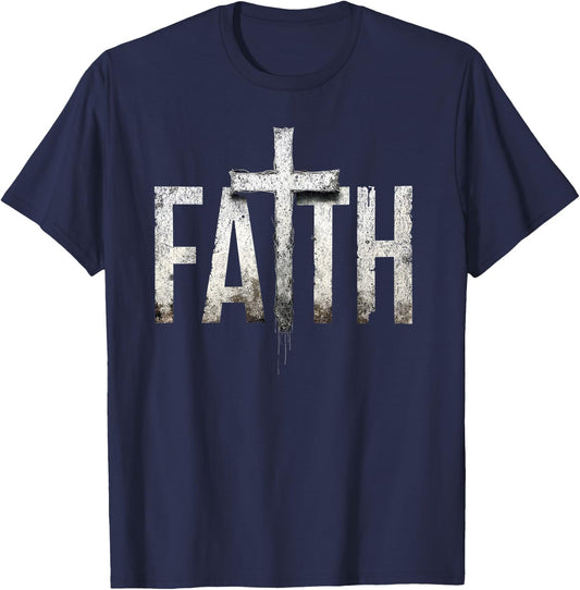 Christ Religious Faith Cross T-Shirt - T-Shirt | Navy