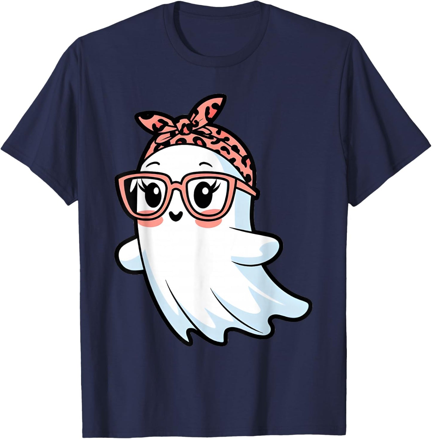Cute Halloween Ghost Glasses Girl Ghost Costume Eyeglass T-Shirt - T-Shirt | Navy