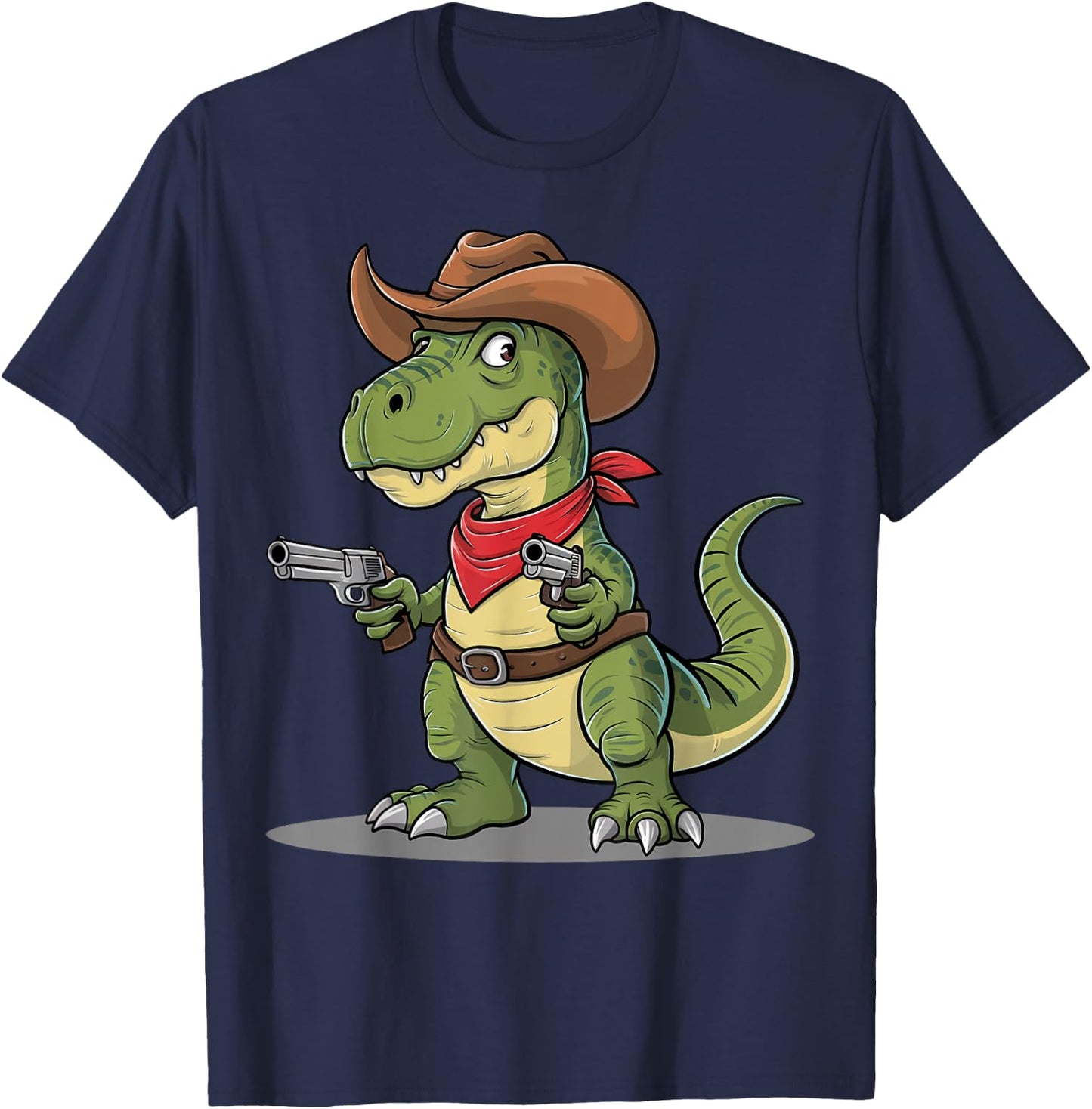 Funny Cowboy T Rex Dinosaur Wild West Country Boys Gift T-Shirt - T-Shirt | Navy