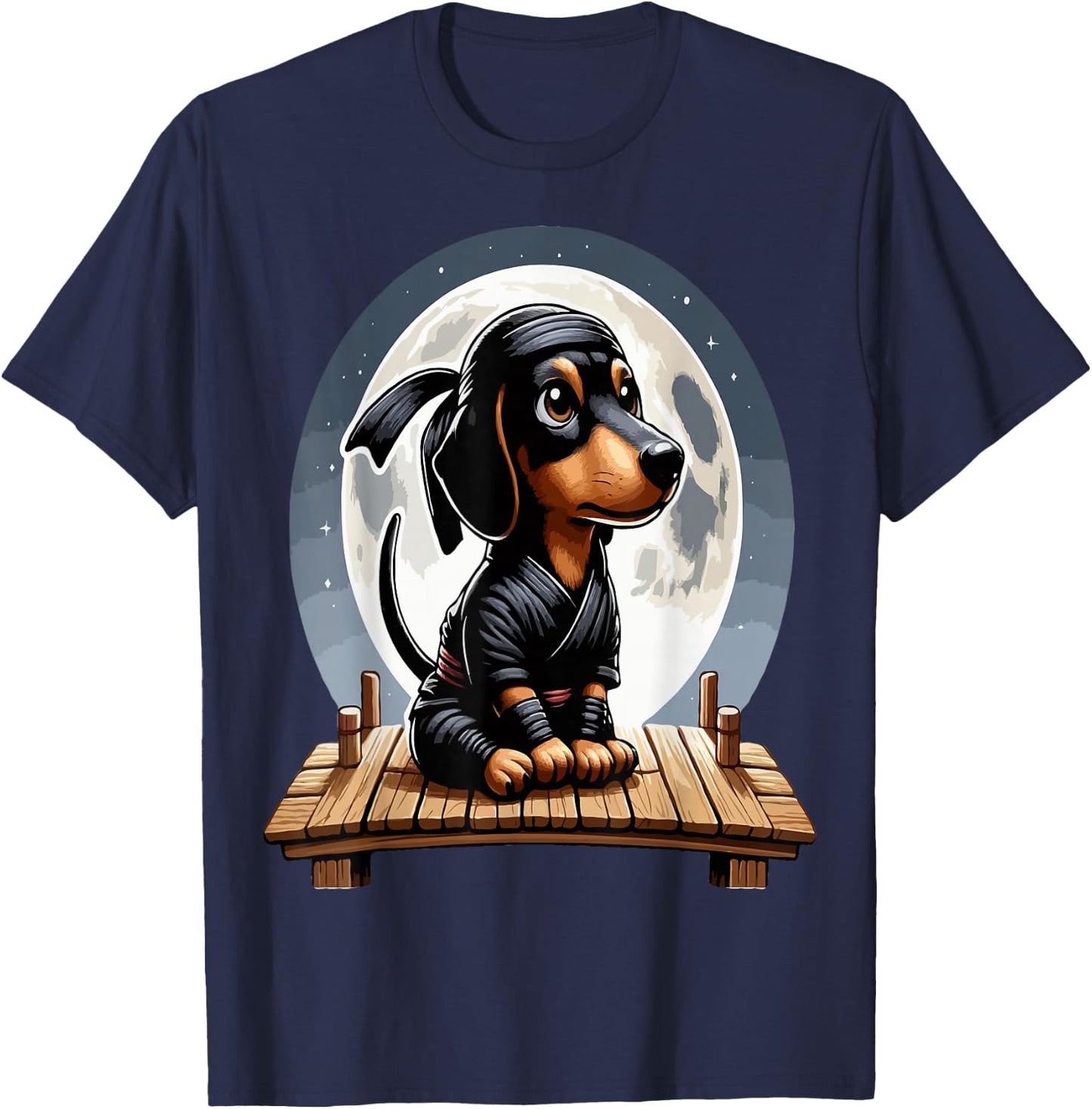 Funny Ninja Dachshund T-Shirt - T-Shirt | Navy