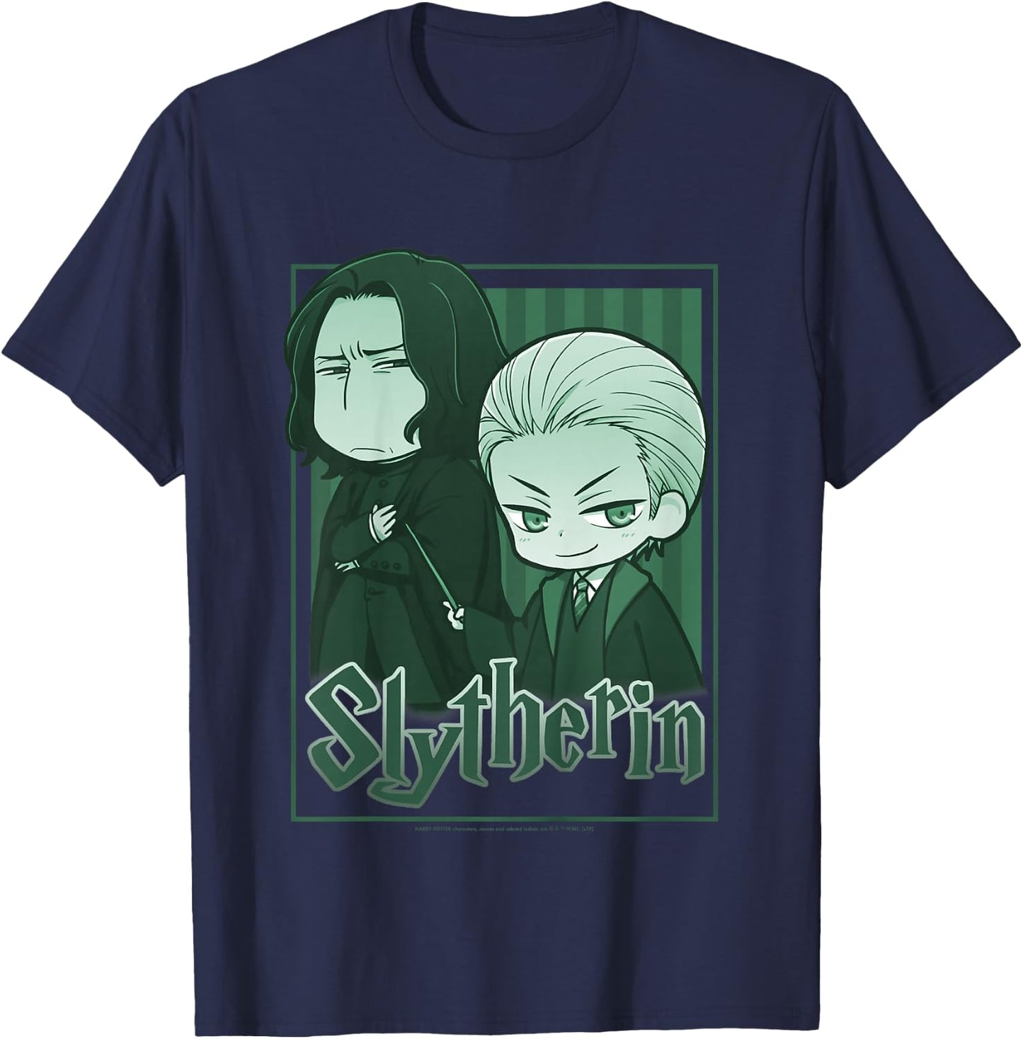 Kids Harry Potter Slytherin Snape & Draco Anime T-Shirt - T-Shirt | Navy