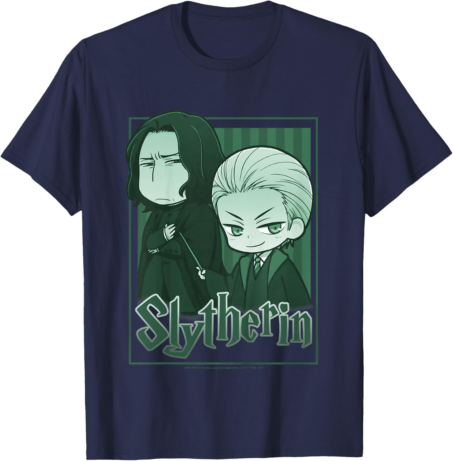 Kids Harry Potter Slytherin Snape & Draco Anime T-Shirt - T-Shirt | Navy