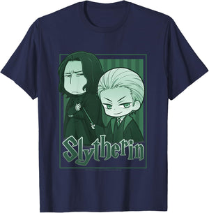 Kids Harry Potter Slytherin Snape & Draco Anime T-Shirt - T-Shirt | Navy