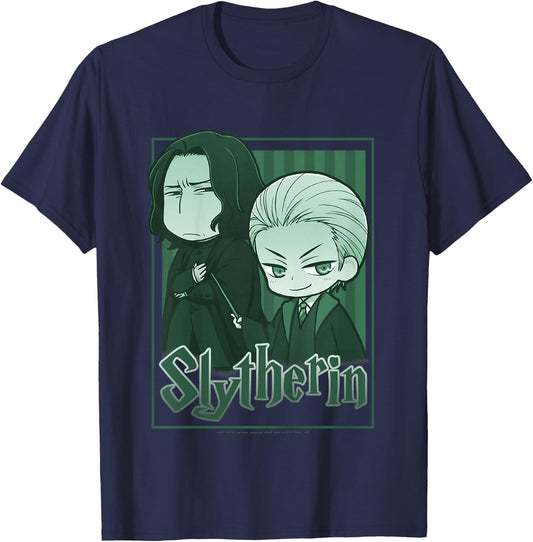 Kids Harry Potter Slytherin Snape & Draco Anime T-Shirt - T-Shirt | Navy