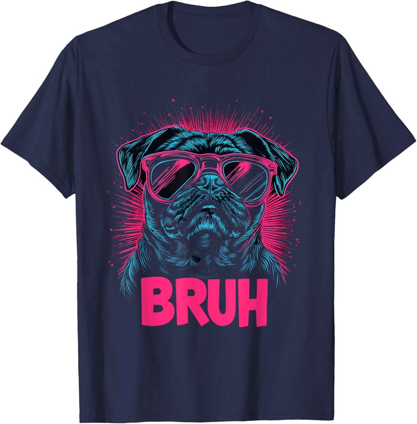 Pug says Bruh, Adorable Dog Funny Humor Fashion Men Kids T-Shirt - T-Shirt | Navy