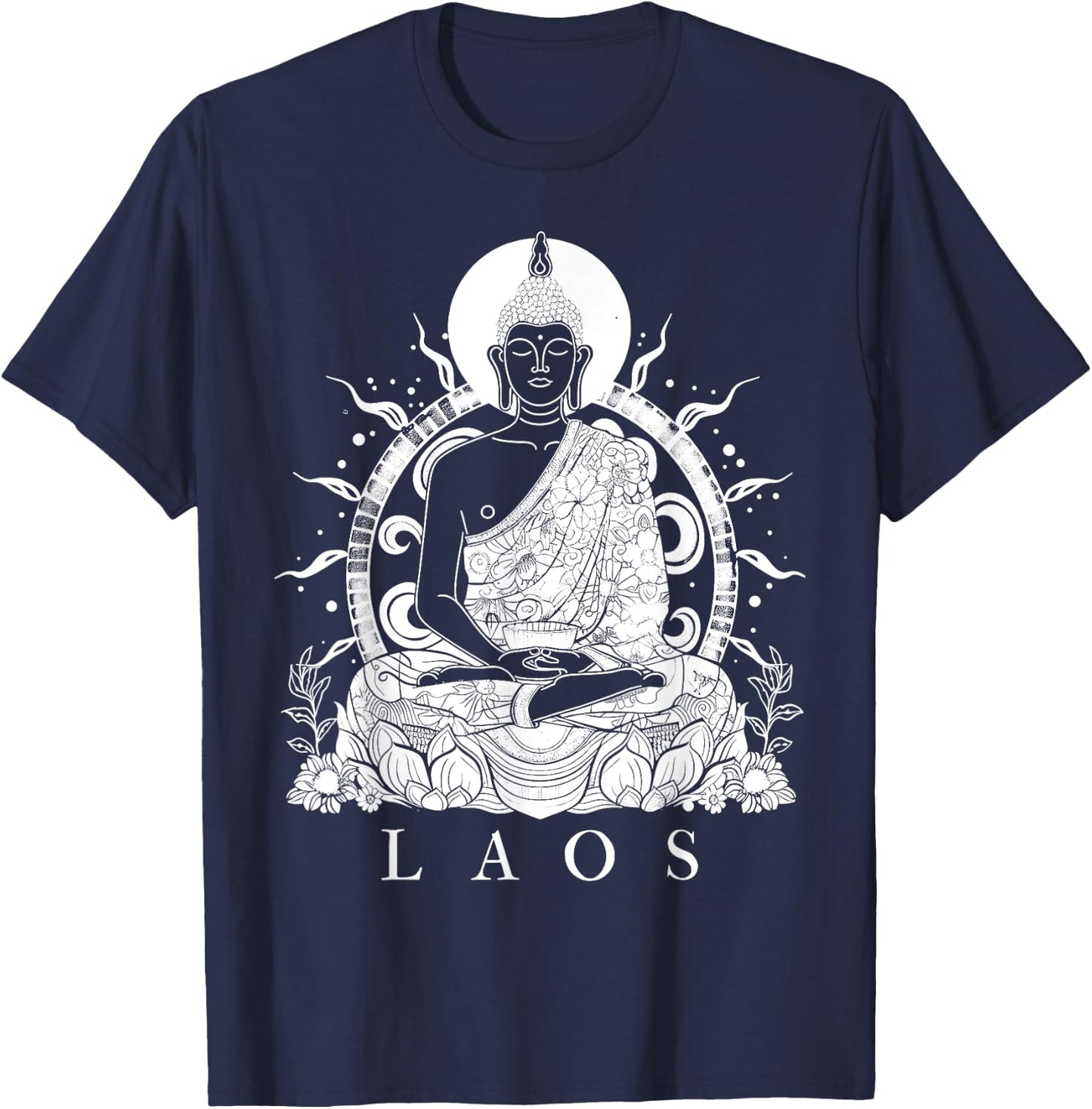 Laos Buddha Vintage Buddhist Souvenir T-Shirt - T-Shirt | Navy