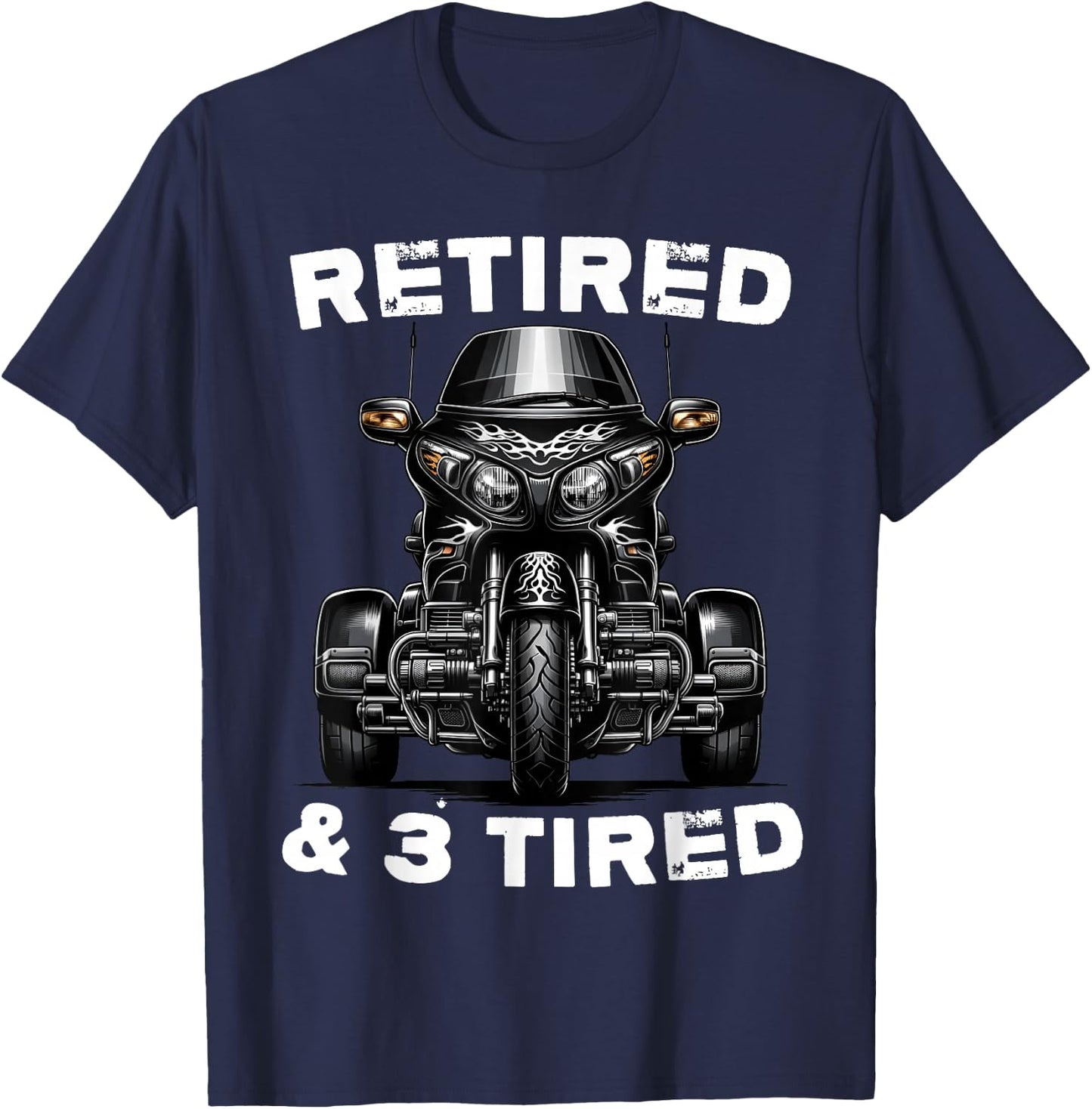 Retired Motorcycle trike Grandpa Three-wheeled Trike Dad T-Shirt - T-Shirt | Navy