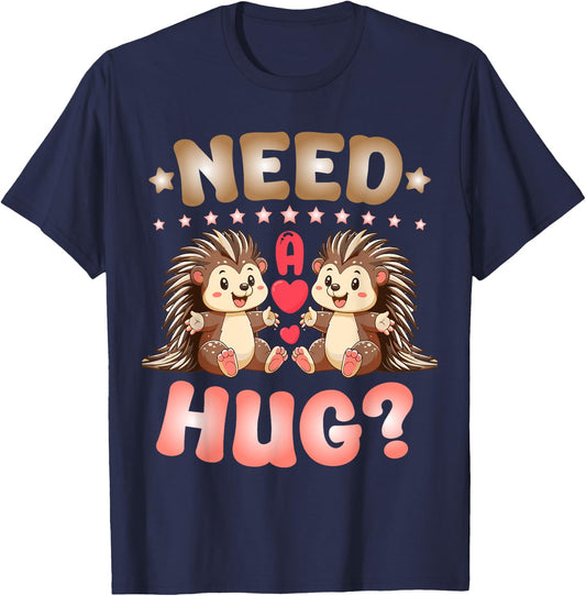 Porcupine Need A Hug T-Shirt - T-Shirt | Navy