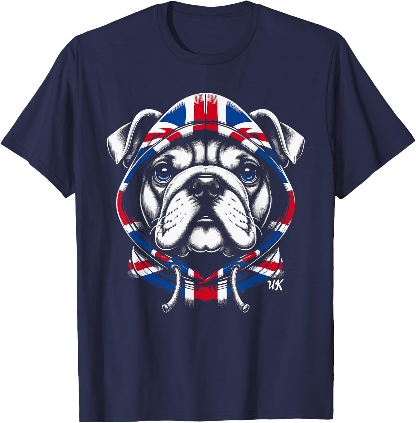 Bulldog UK British Flag England Men Women Kids T-Shirt - T-Shirt | Navy