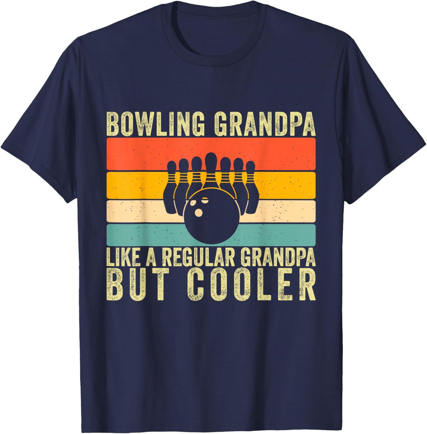 Bowling Grandpa Father Day Design Bowling Player Grandfather T-Shirt - T-Shirt | Navy