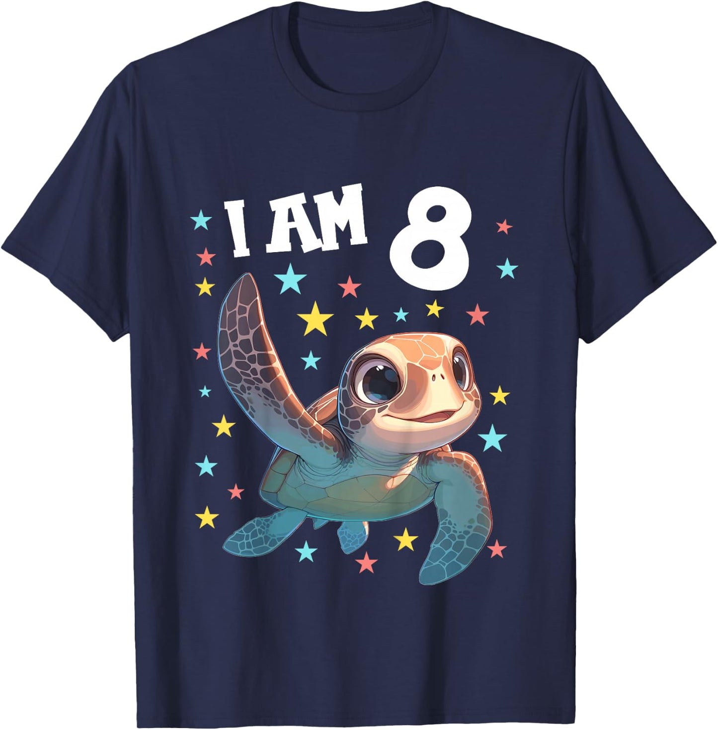 8 Years old 8 birthday Sea Turtles Boy Girl Sea Turtle T-Shirt - T-Shirt | Navy
