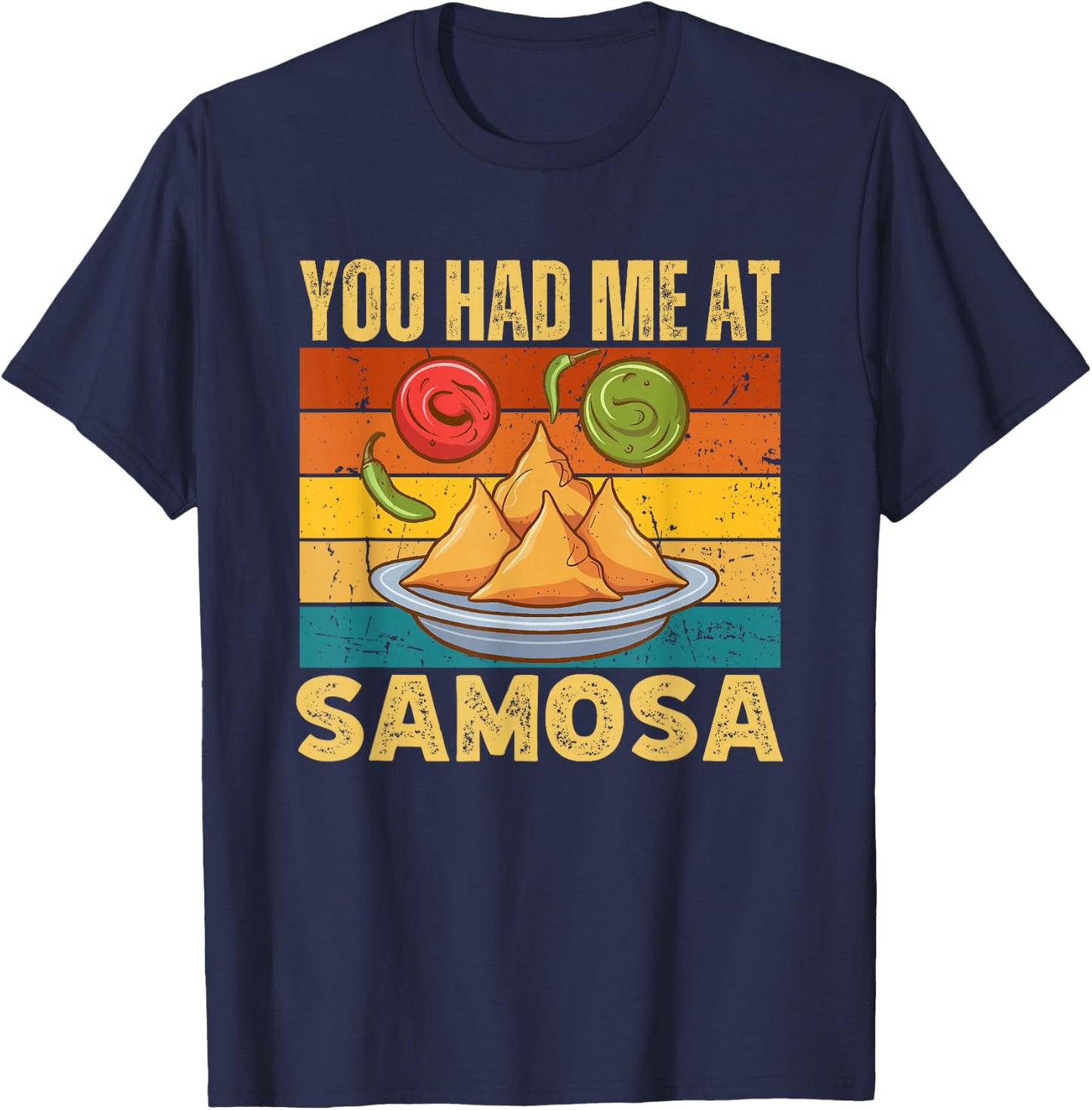 You Had Me At Samosa Funny Vintage Indian Food Lover T-Shirt - T-Shirt | Navy