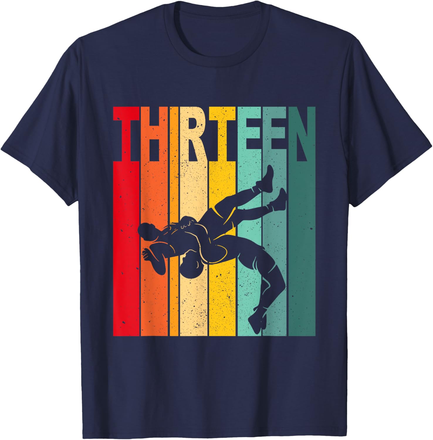 13th Retro Wrestling Theme 13 Year Old Kids Birthday T-Shirt - T-Shirt | Navy