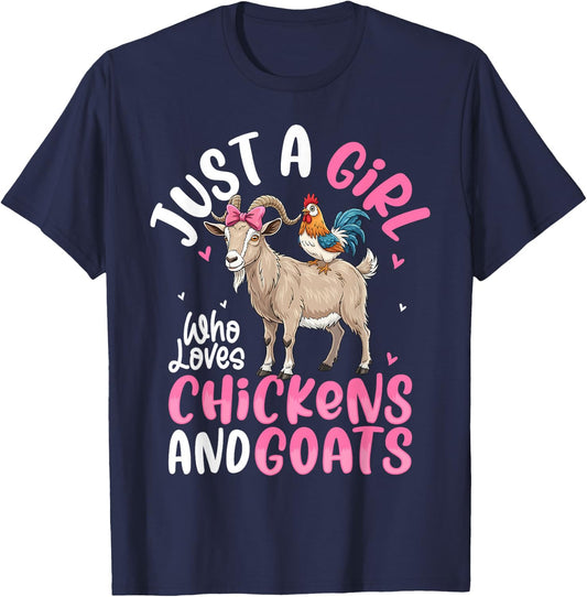 Just a Girl who Loves Chickens Goats Farm Farming Toddler T-Shirt - T-Shirt | Navy