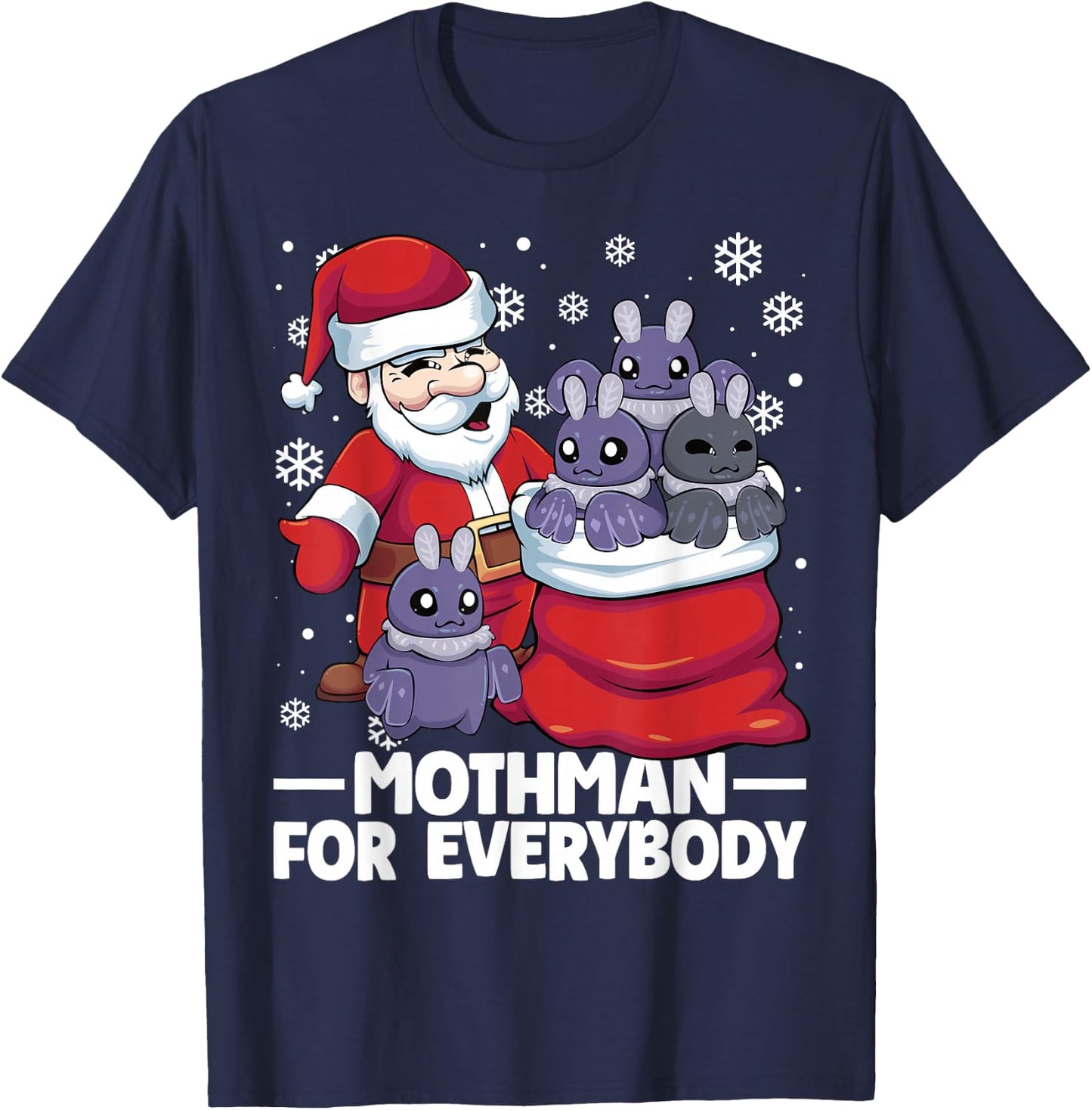 Mothman For Everybody Santa Christmas Mothman Funny T-Shirt - T-Shirt | Navy