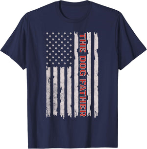 American Flag with Paws, The Dog Father, Patriotic Dog Dad T-Shirt - T-Shirt | Navy