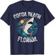 Cocoa Beach Florida Shark Palm Tree Beach Family Vacation T-Shirt - T-Shirt | Navy